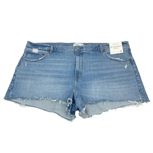 NWT ABERCROMBIE & FITCH High Rise Mom Cut Off Denim Short Sz 22 - Picture 4 of 8